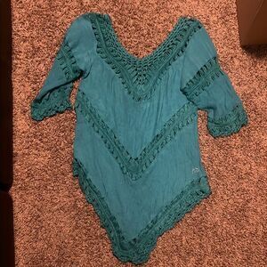 Source Unknown Blue Ruffled Asymmetrical Swim Coverup